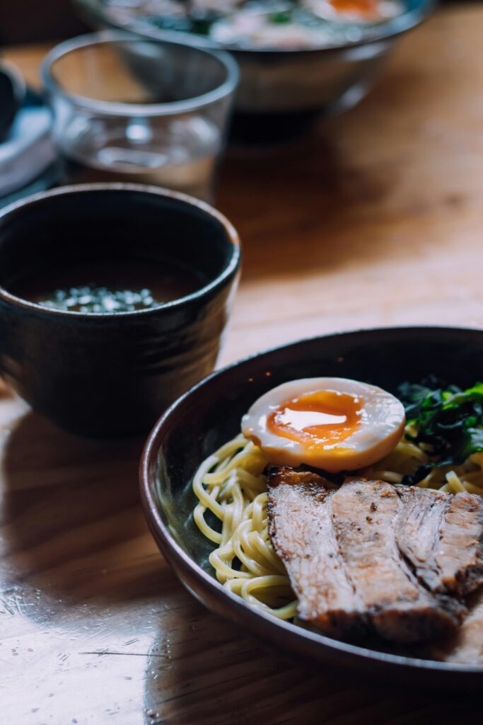 Delicious bowl of authentic  japanese reman with broth,pork,noodles and egg toppings 